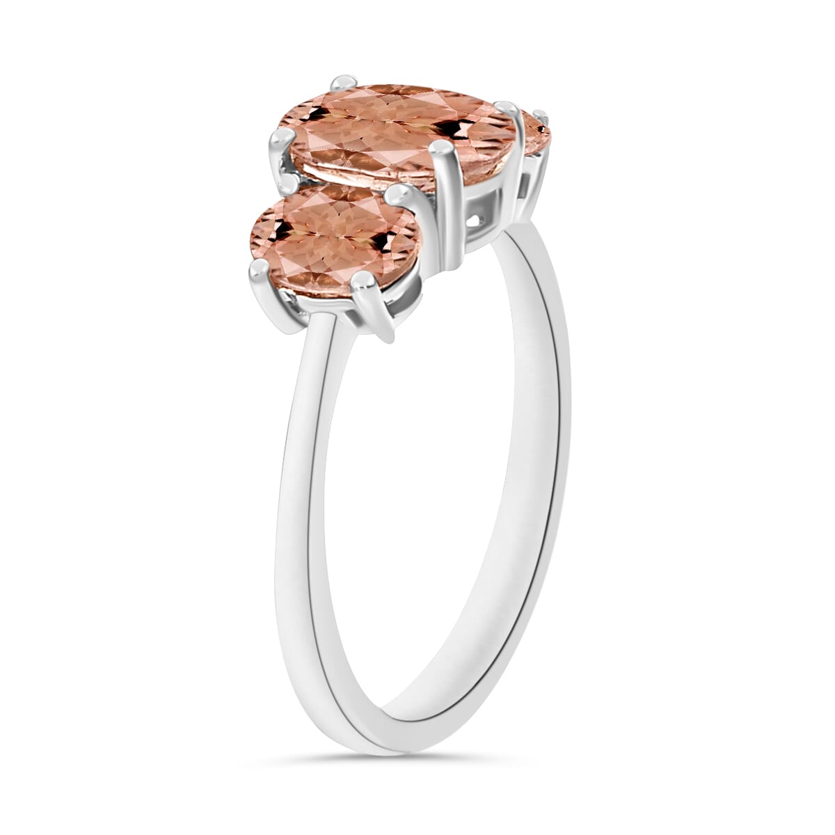 Rhapsody AAAA Pink Morganite 3 Stone Ring in 950 Platinum (Size 12.0) 2.32 ctw image number 2