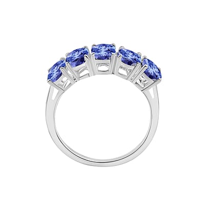 D'Joy Tanzanite 2.25 ctw 5 Stone Ring in Platinum Over Sterling Silver (Size 6.0) 