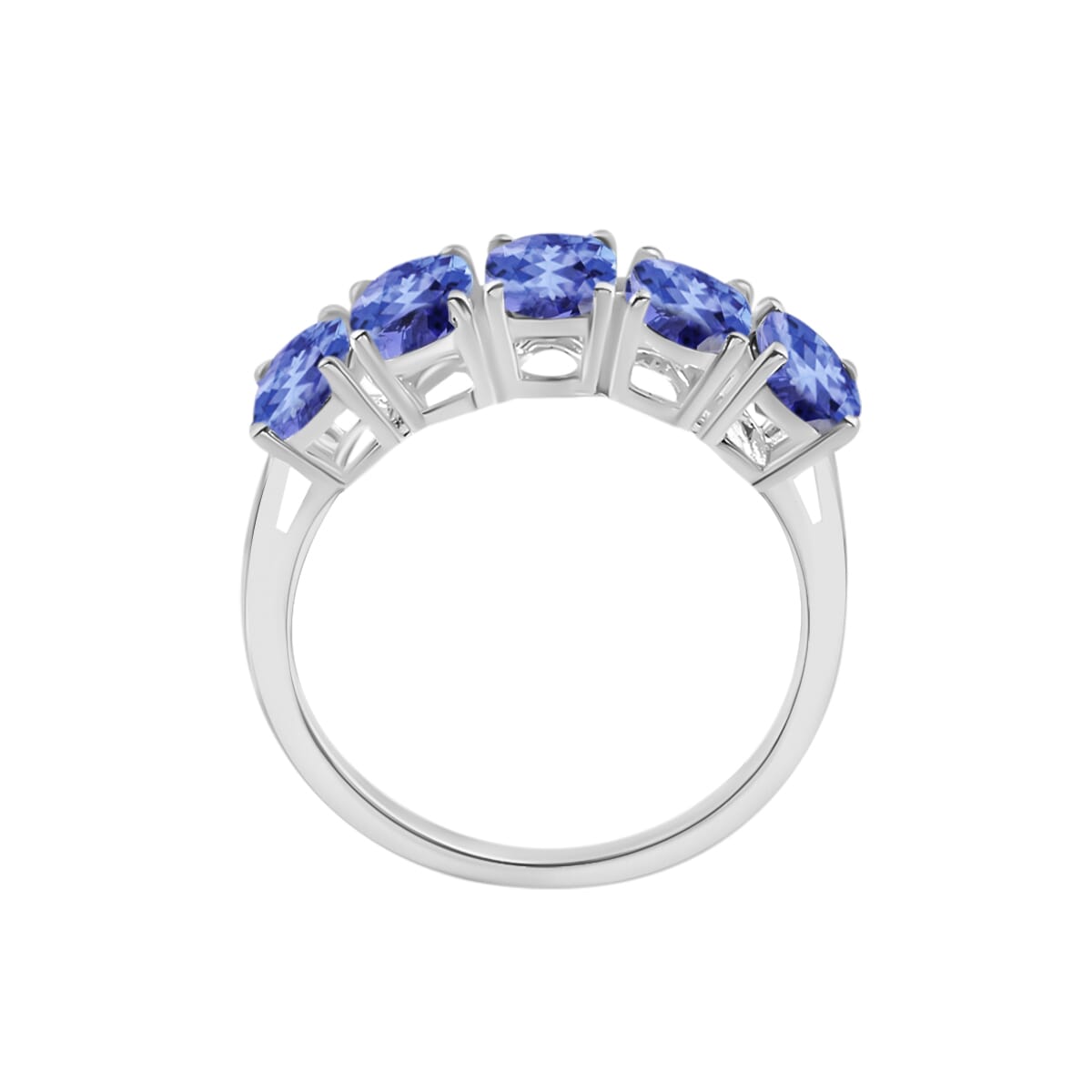 Tanzanite 5 Stone Ring in Platinum Over Sterling Silver (Size 11.0) 2.25 ctw image number 3