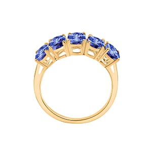 D'Joy Tanzanite 5 Stone Ring in Vermeil Yellow Gold Over Sterling Silver (Size 11.0) 2.25 ctw