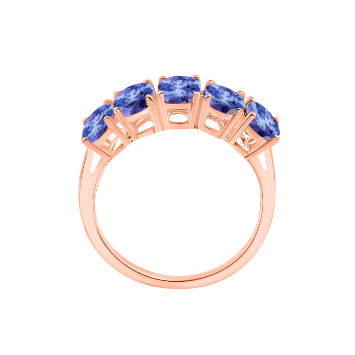 Tanzanite 5 Stone Ring in Vermeil Rose Gold Over Sterling Silver (Size 6.5) 2.25 ctw image number 3