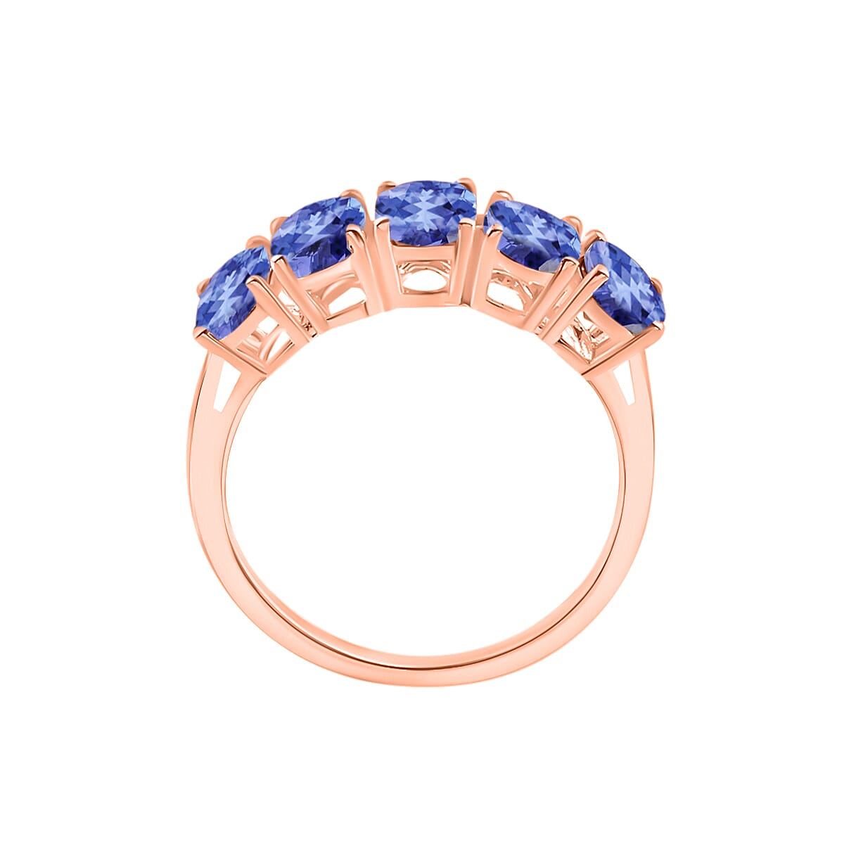 D'Joy Tanzanite 5 Stone Ring in Vermeil Rose Gold Over Sterling Silver (Size 9.0) 2.25 ctw image number 3