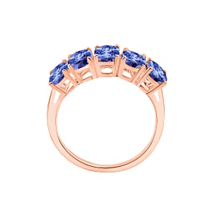 D'Joy Tanzanite 2.25 ctw 5 Stone Ring in Vermeil Rose Gold Over Sterling Silver (Size 10.0) 