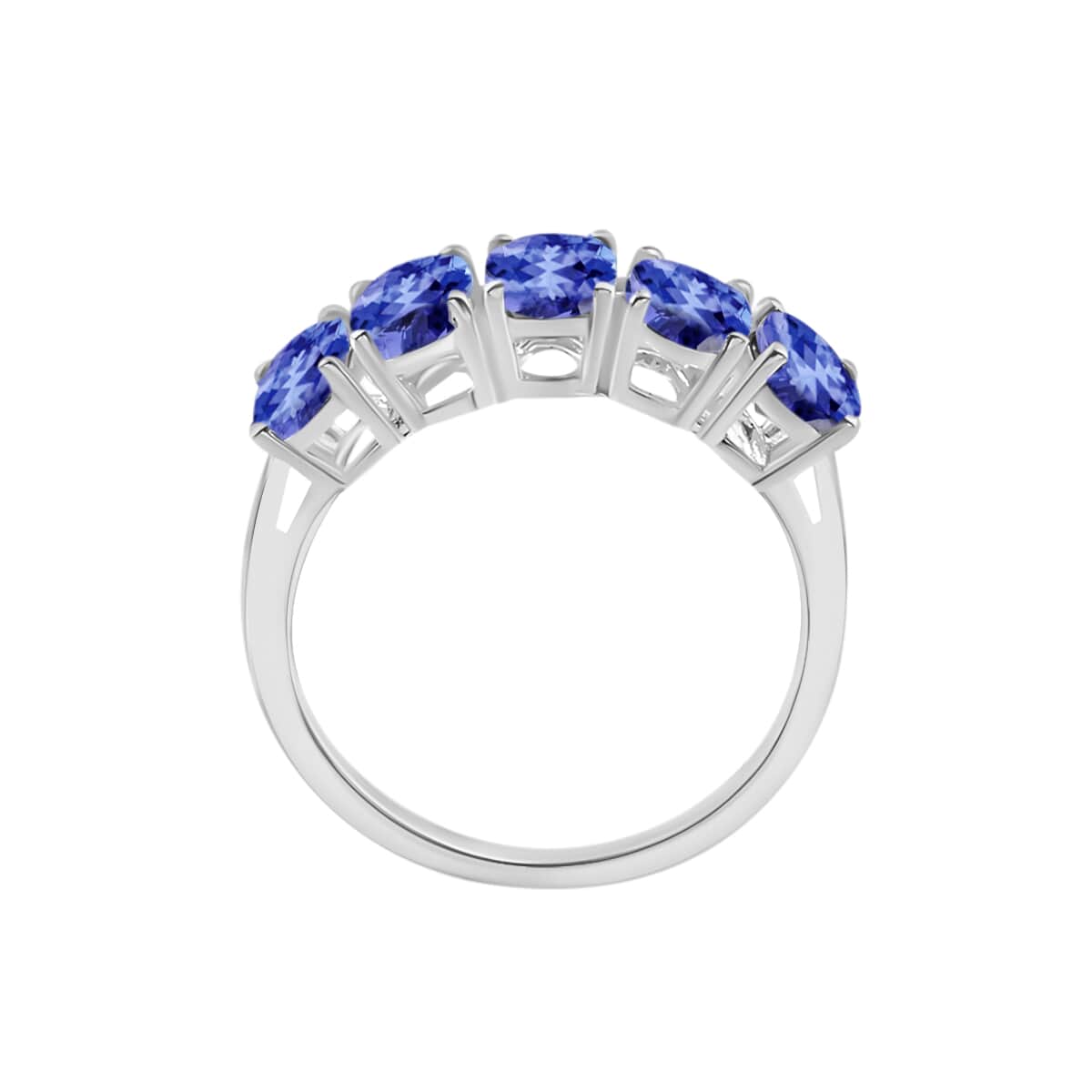 Tanzanite 5 Stone Ring in Platinum Over Sterling Silver (Size 4) 2.25 ctw image number 3