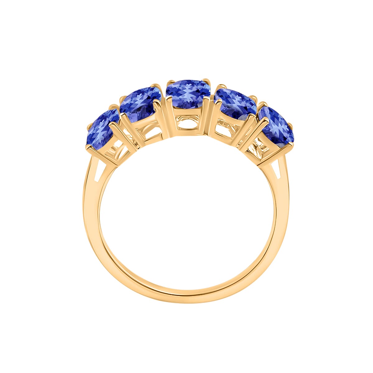 14K Yellow Gold Premium Tanzanite 5 Stone Ring (Size 6.5) 2.25 ctw (Del. in 10-12 Days) image number 3