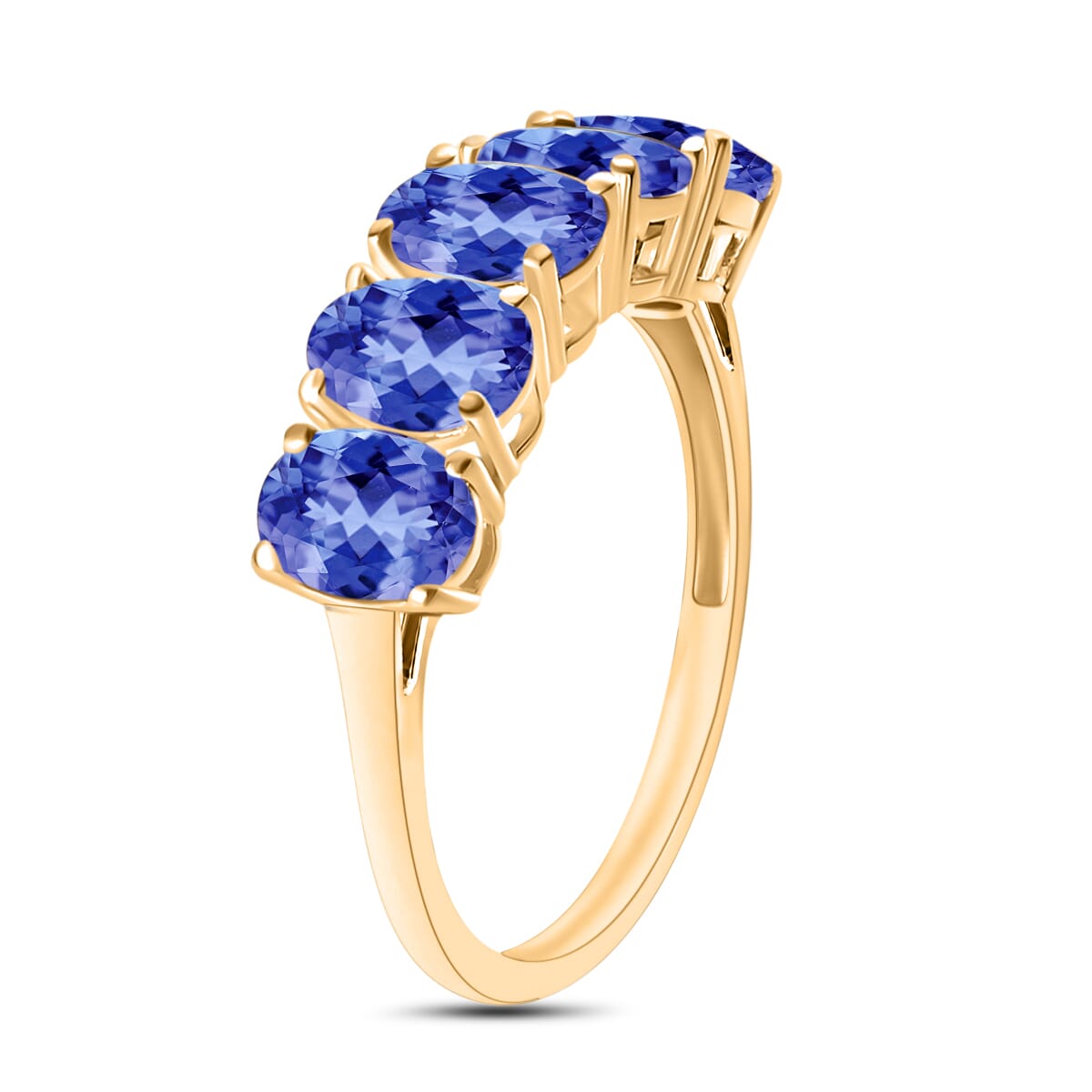 14K Yellow Gold Premium Tanzanite 5 Stone Ring (Size 11.0) 2.25 ctw image number 2