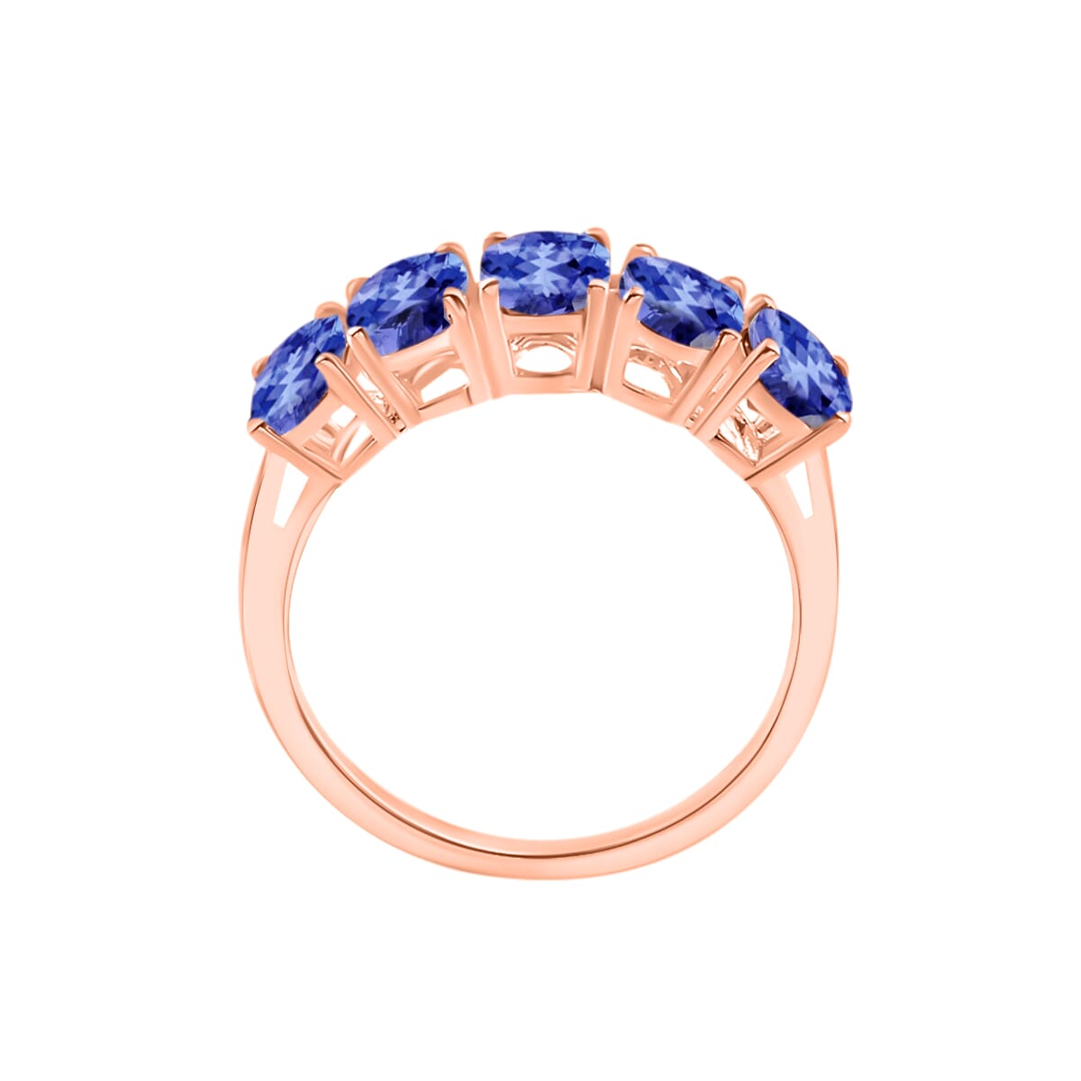 Luxoro 14K Rose Gold Premium Tanzanite 5 Stone Ring (Size 4.0) 4 Grams 2.25 ctw image number 3
