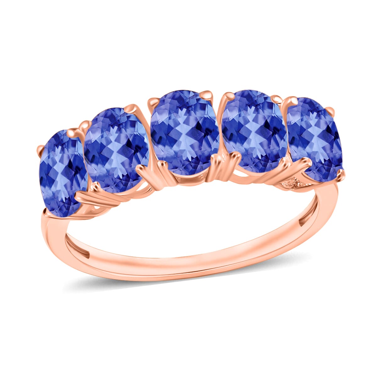 Luxoro 14K Rose Gold Premium Tanzanite 5 Stone Ring (Size 7.5) 4 Grams 2.25 ctw image number 0