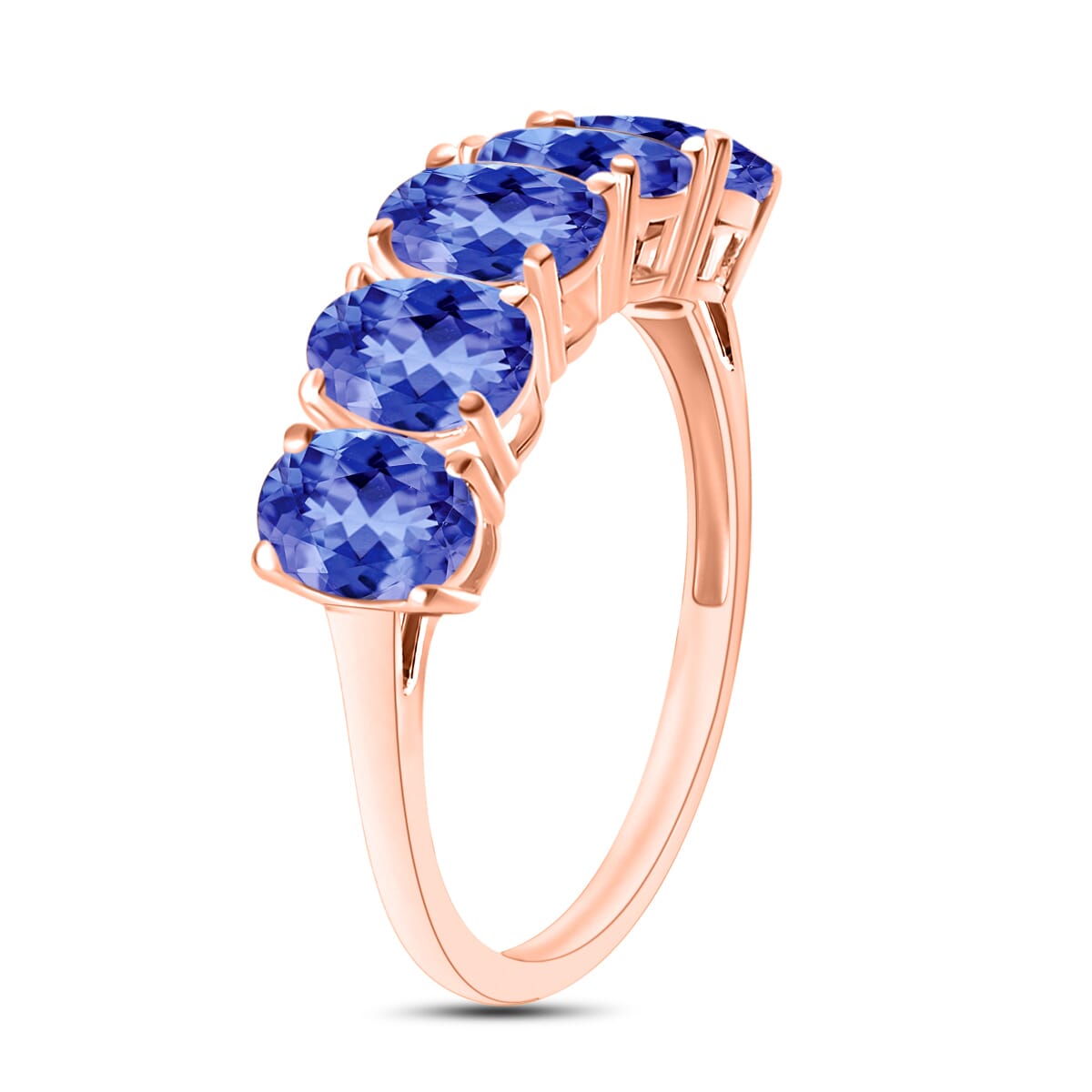 Luxoro 14K Rose Gold Premium Tanzanite 5 Stone Ring (Size 7.5) 4 Grams 2.25 ctw image number 2