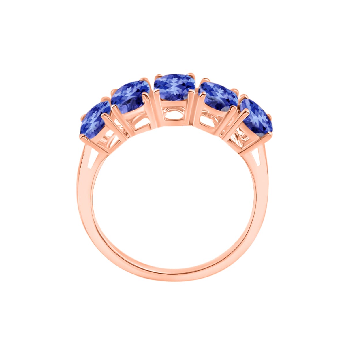 Luxoro 14K Rose Gold Premium Tanzanite 5 Stone Ring (Size 7.5) 4 Grams 2.25 ctw image number 3