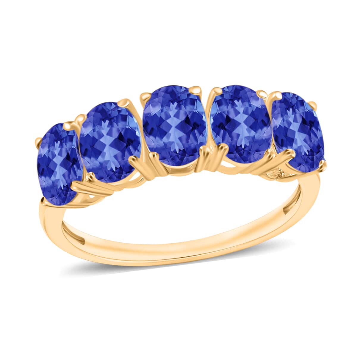 Iliana 18K White Gold AAA Tanzanite 5 Stone Ring (Size 4.0) 5.50 Grams 4.00 ctw image number 0