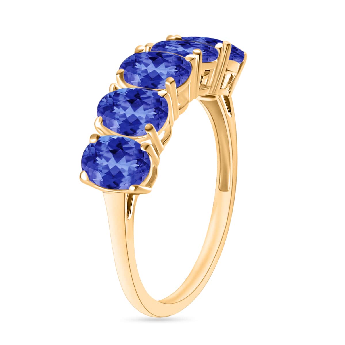 Iliana 18K Yellow Gold AAA Tanzanite 5 Stone Ring (Size 10.5) 5.50 Grams 4.00 ctw image number 2