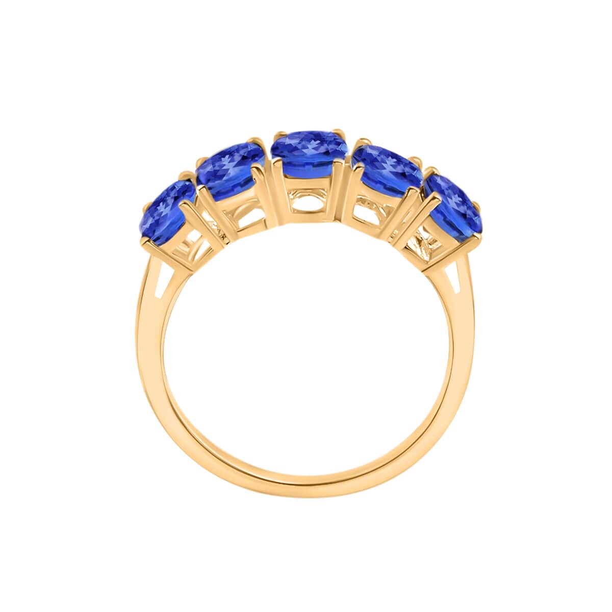 Iliana 18K White Gold AAA Tanzanite 5 Stone Ring (Size 4.0) 5.50 Grams 4.00 ctw image number 3