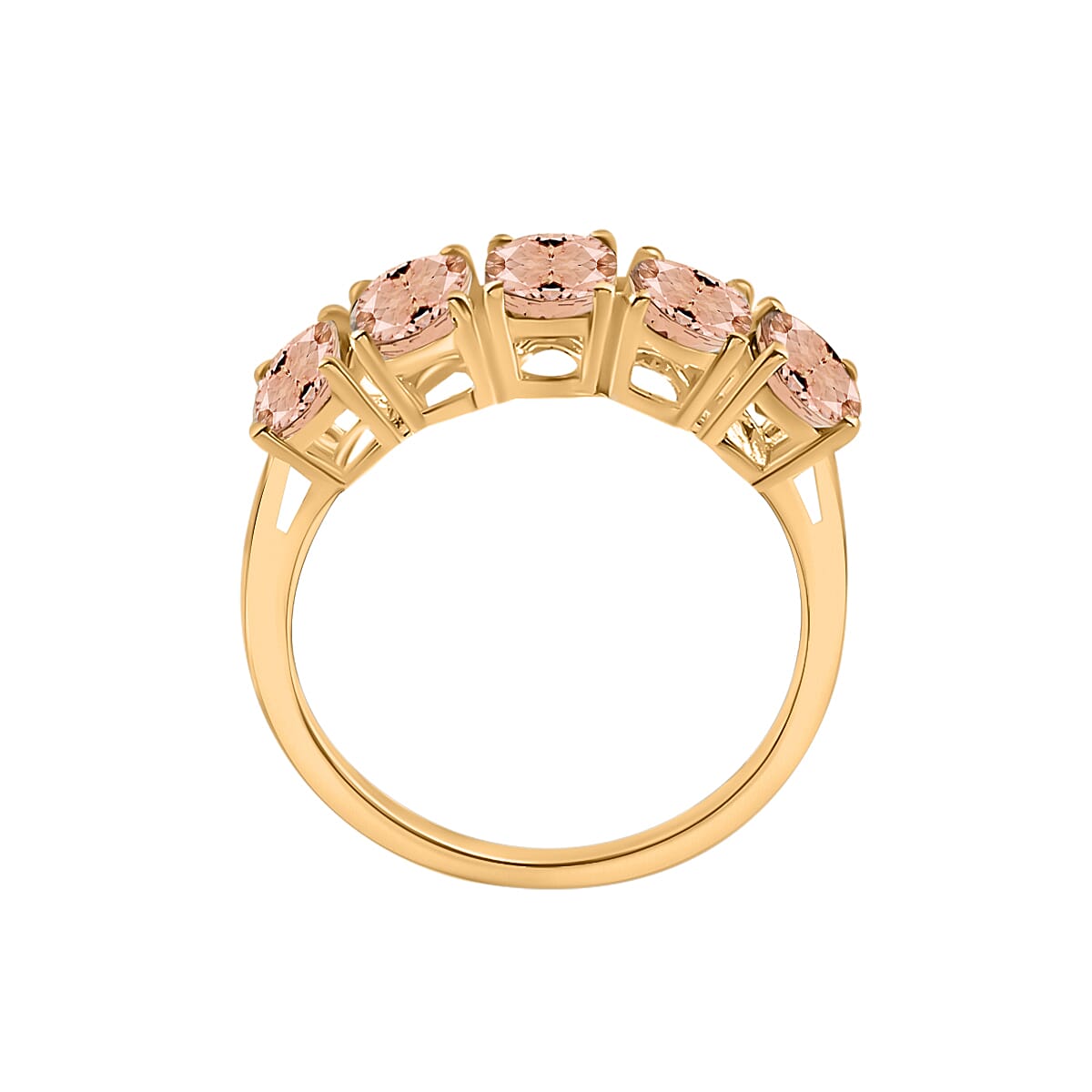 Premium Marropino Morganite 2.30 ctw 5 Stone Ring in Vermeil Yellow Gold Over Sterling Silver (Size 9.5) (Del. in 10-12 Days) image number 3