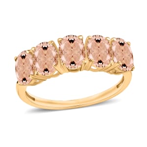 Premium Marropino Morganite 2.30 ctw 5 Stone Ring in Vermeil Yellow Gold Over Sterling Silver (Size 11.0)
