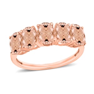 Premium Marropino Morganite 2.30 ctw 5 Stone Ring in Vermeil Rose Gold Over Sterling Silver (Size 9.0)
