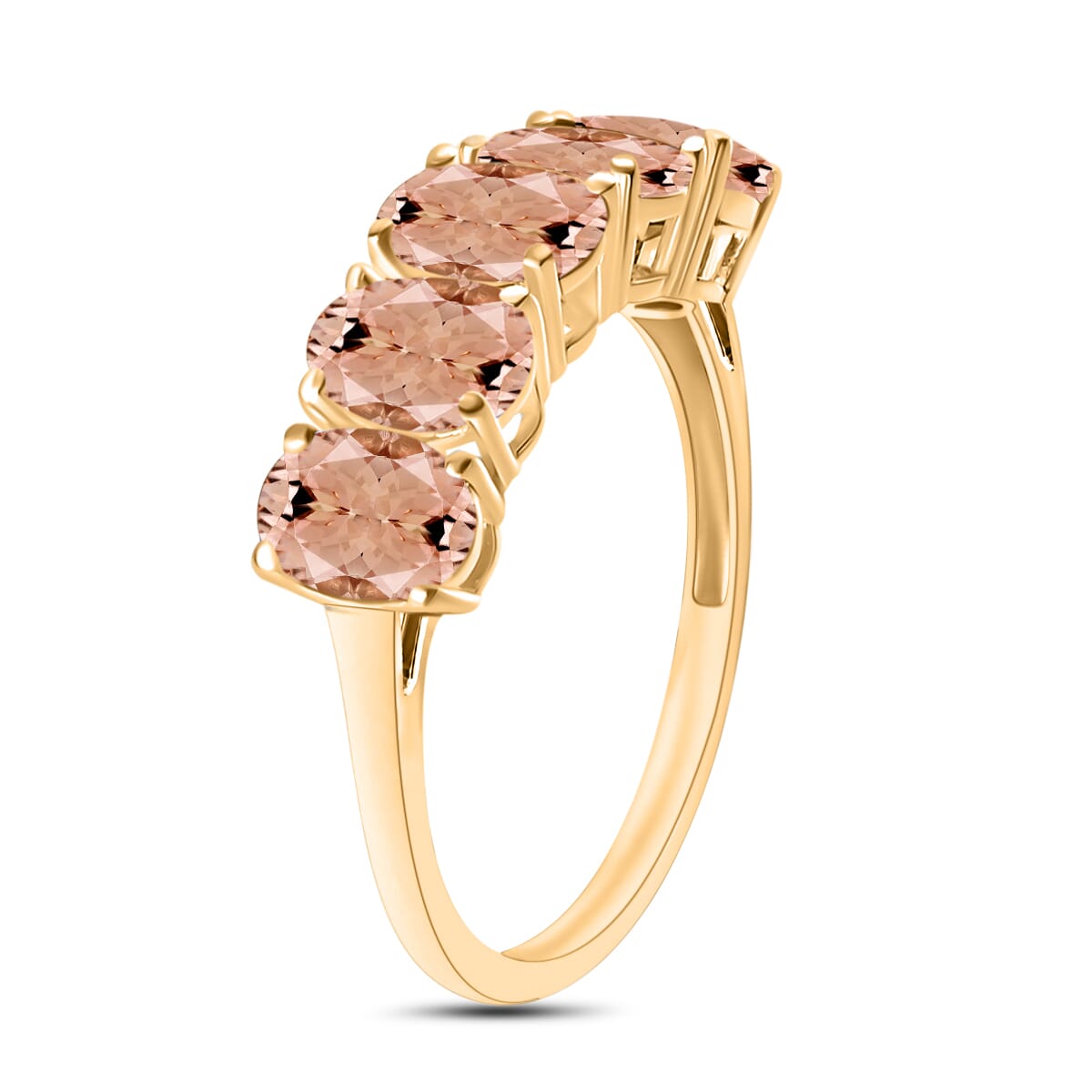 Luxoro AAA Marropino Morganite 5 Stone Ring in 14K Yellow Gold (Size 10.5) 2.30 ctw image number 2