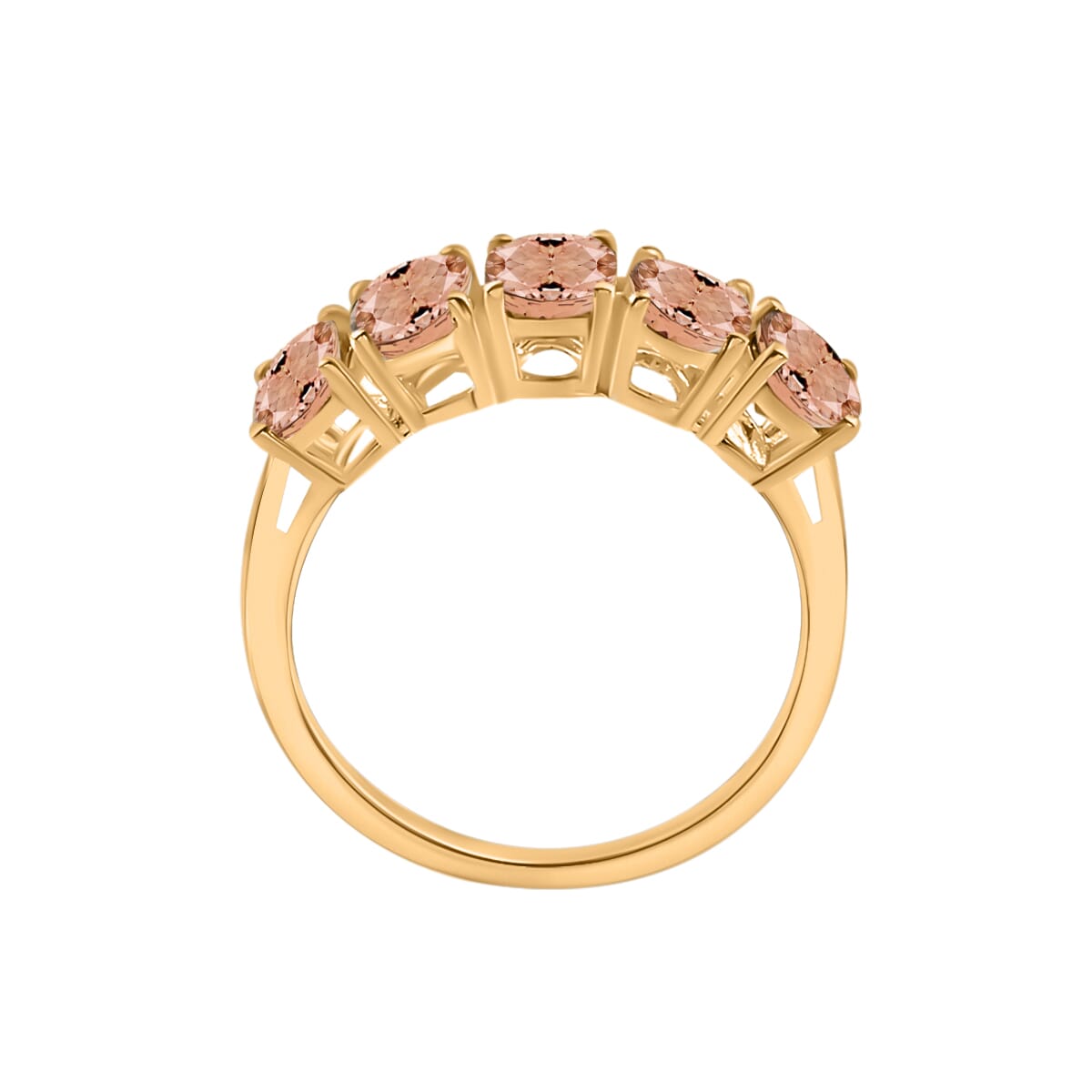 Luxoro AAA Marropino Morganite 5 Stone Ring in 14K Yellow Gold (Size 10.5) 2.30 ctw image number 3