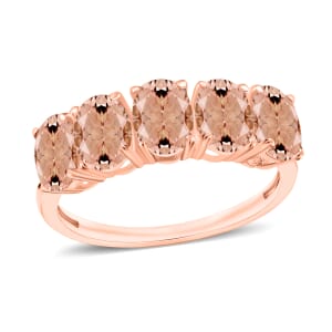 Luxoro AAA Marropino Morganite 5 Stone Ring in 14K Rose Gold (Size 5.0) 2.30 ctw