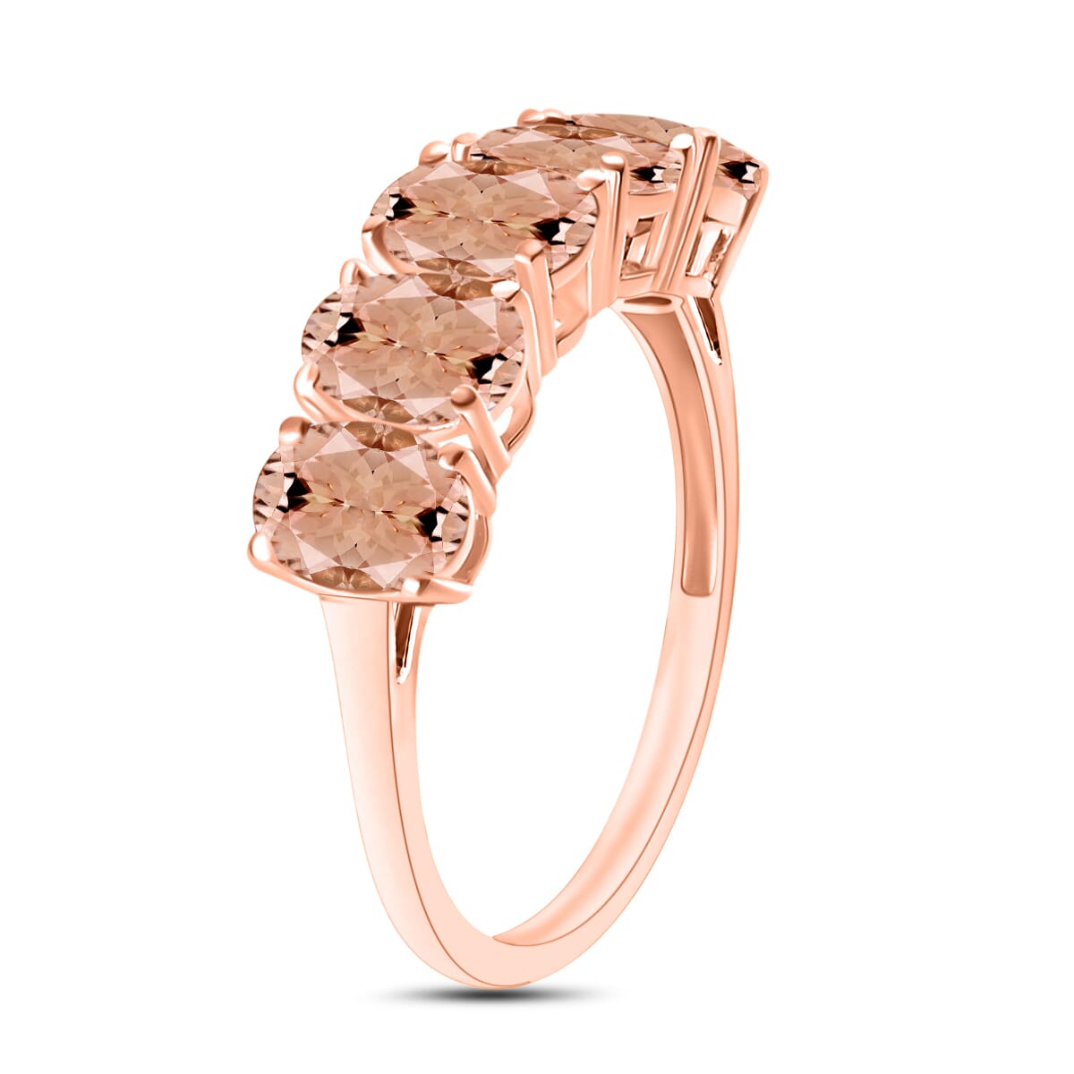 Luxoro AAA Marropino Morganite 5 Stone Ring in 14K Rose Gold (Size 5.0) 2.30 ctw image number 2