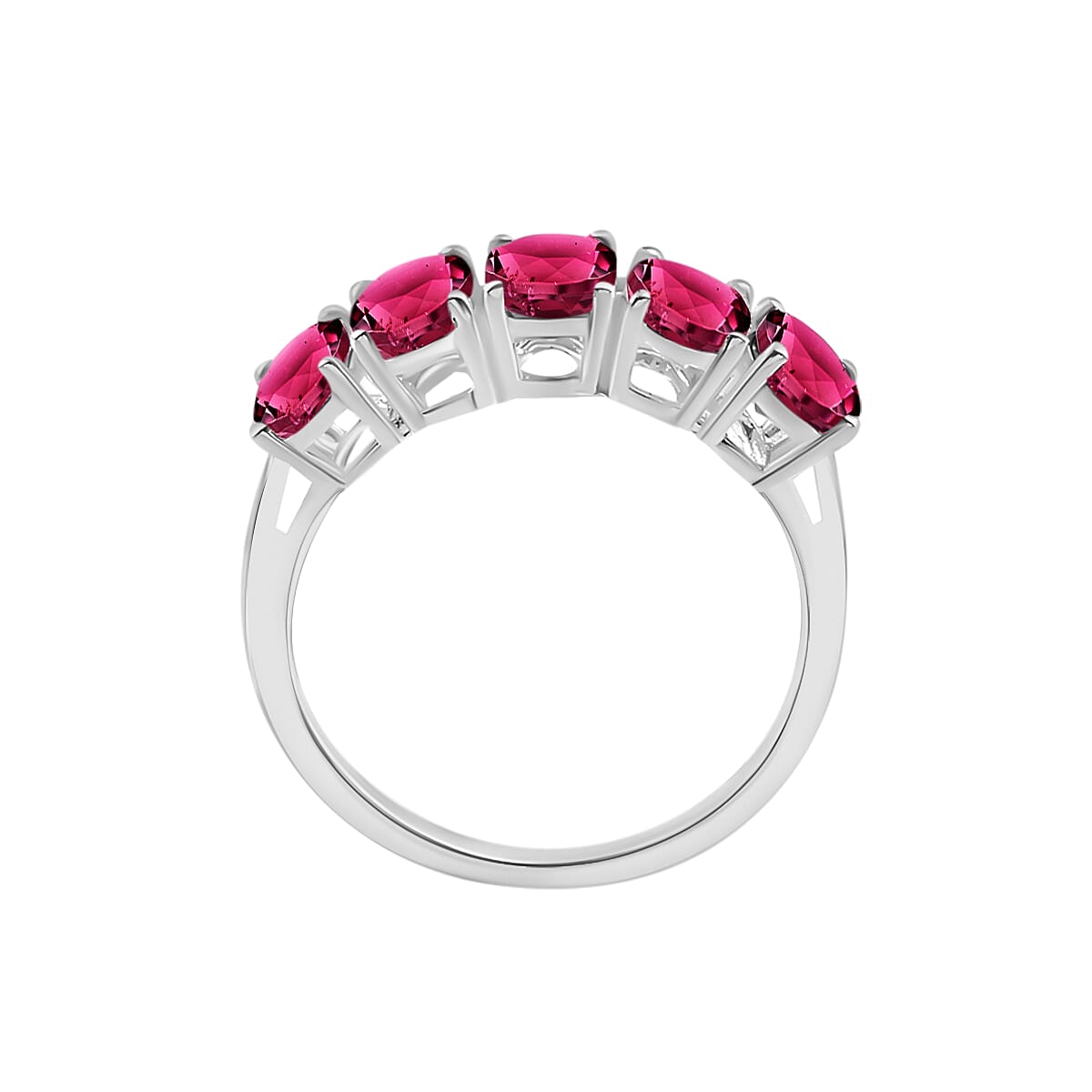 Iliana AAA Ouro Fino Rubellite 4.10 ctw 5 Stone Ring in 18K White Gold (Size 4.0) 5.50 Grams
