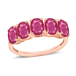 D'Joy Premium Mozambique Ruby 3.00 ctw 5 Stone Ring in Vermeil Rose Gold Over Sterling Silver (Size 9.5)