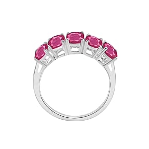Luxoro Premium Mozambique Ruby 3.00 ctw 5 Stone Ring in 14K White Gold (Size 4) 3. (Del. in 10-12 Days)