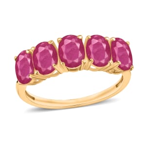 Luxoro Premium Mozambique Ruby 5 Stone Ring in 14K Yellow Gold (Size 10.0) 3.00 ctw