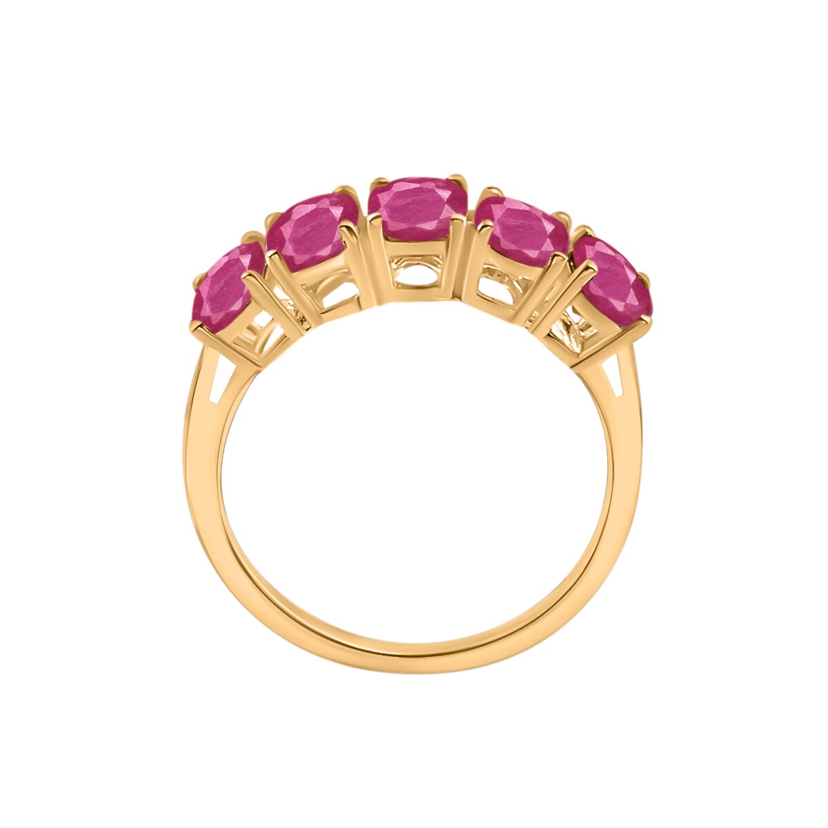 Luxoro Premium Mozambique Ruby 5 Stone Ring in 14K Yellow Gold (Size 10.0) 3.00 ctw image number 3