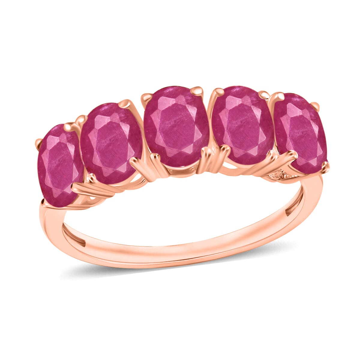 Luxoro Premium Mozambique Ruby 5 Stone Ring in 14K Rose Gold (Size 7.0) 3.00 ctw image number 0