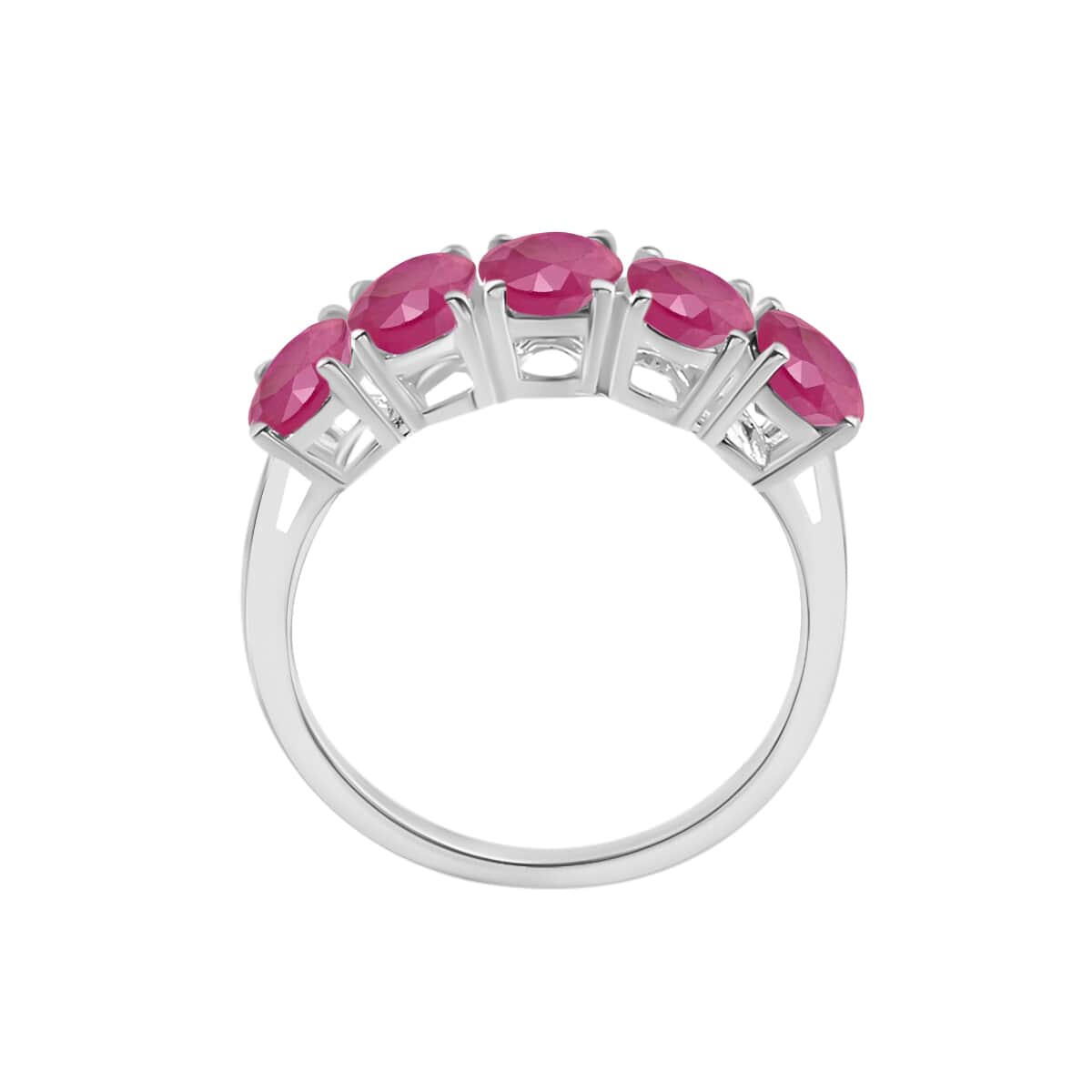 Iliana 18K White Gold AAA Mozambique Ruby 5 Stone Ring (Size 4.0) 5.50 Grams 5.00 ctw image number 3