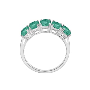 Premium Kagem Zambian Emerald 5 Stone Ring in Platinum Over Sterling Silver (Size 4) 2.30 ctw (Del. in 10-12 Days)
