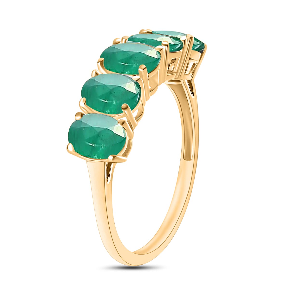 Luxoro 14K Yellow Gold Premium Kagem Zambian Emerald 5 Stone Ring (Size 4.5) 4 Grams 2.30 ctw