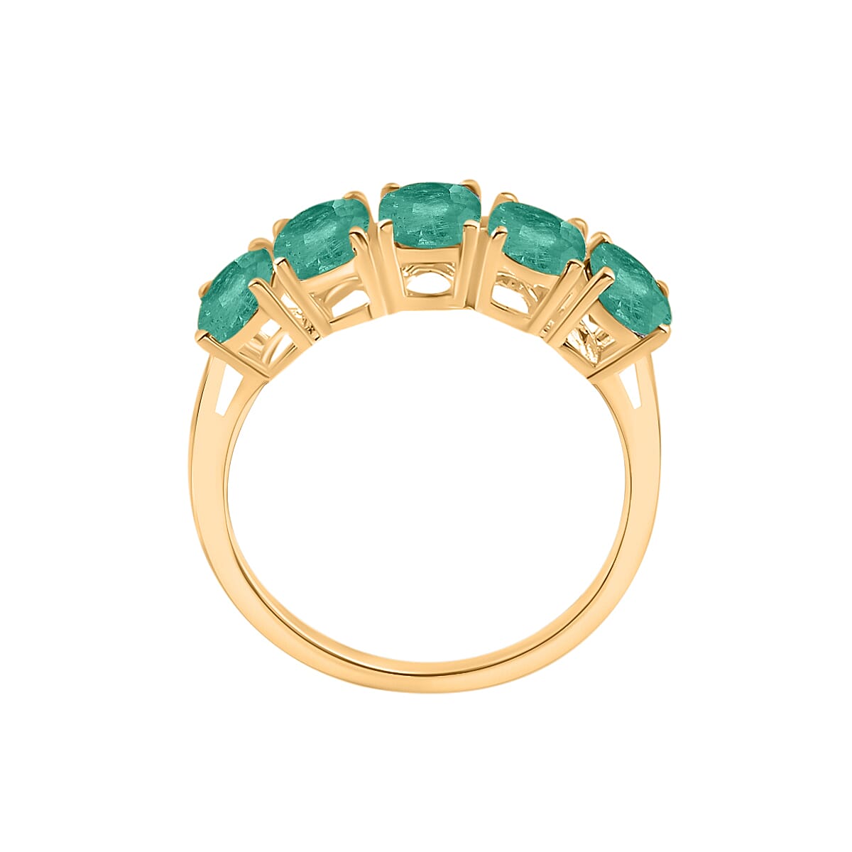 Luxoro 14K Yellow Gold Premium Kagem Zambian Emerald 5 Stone Ring (Size 4.5) 4 Grams 2.30 ctw