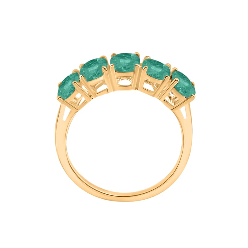 Luxoro 14K Yellow Gold Premium Kagem Zambian Emerald 5 Stone Ring (Size 4.5) 4 Grams 2.30 ctw