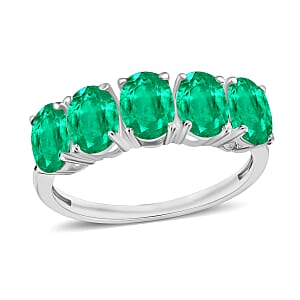 Rhapsody AAAA Kagem Zambian Emerald 5 Stone Ring in 950 Platinum (Size 4.0) 5.50 Grams 4.05 ctw