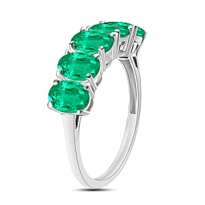 Rhapsody AAAA Kagem Zambian Emerald 5 Stone Ring in 950 Platinum (Size 4.0) 5.50 Grams 4.05 ctw