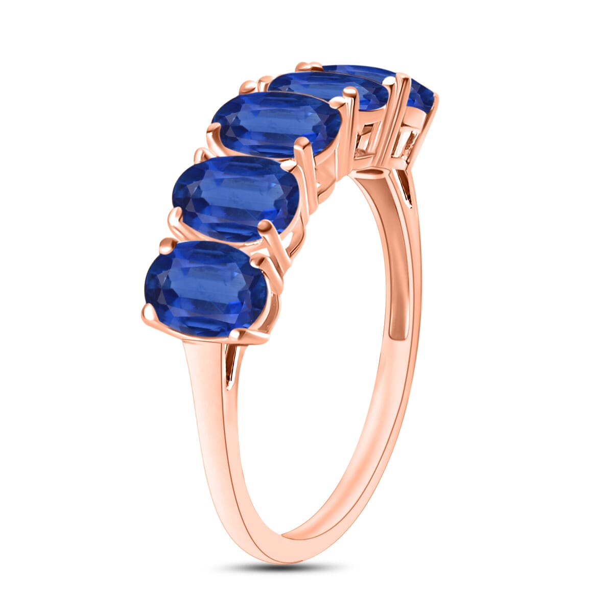 D'Joy Kanchanaburi Blue Sapphire 5 Stone Ring in Vermeil Rose Gold Over Sterling Silver (Size 6.5) 2.75 ctw image number 1