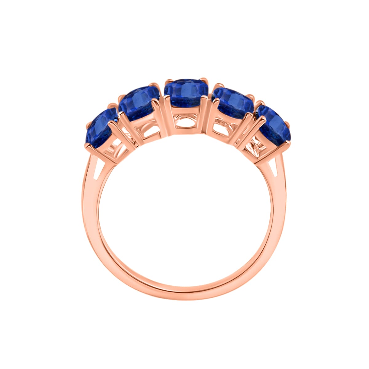 Luxoro Premium Kanchanaburi Blue Sapphire 5 Stone Ring in 14K Rose Gold (Size 4.0) 2.75 ctw image number 1