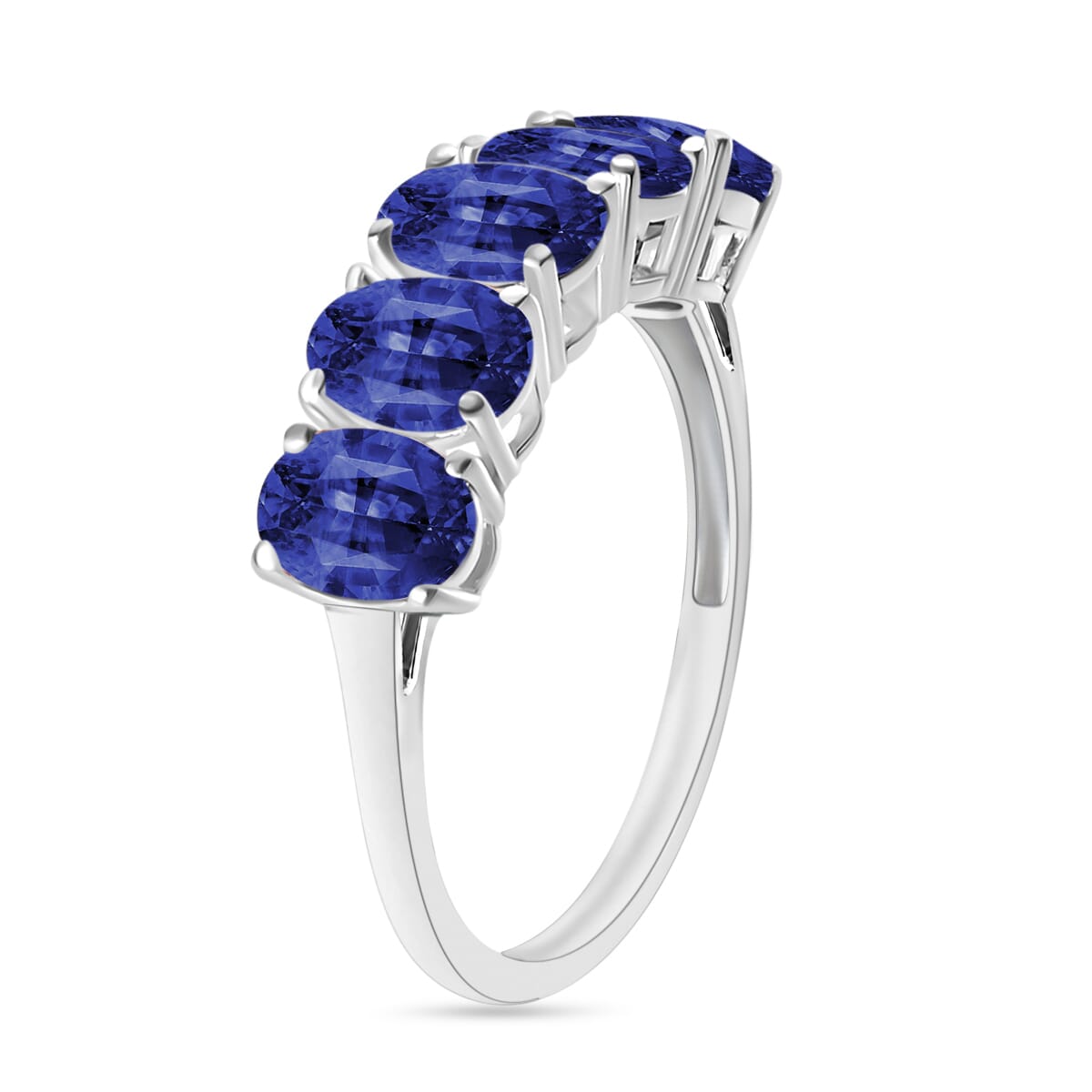 Rhapsody AAAA Blue Ceylon Sapphire 5 Stone Ring in 950 Platinum (Size 10.0) 4.50 ctw image number 1