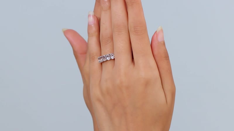 Premium Pink Morganite 5 Stone Ring in Platinum Over Sterling Silver (Size 4.0) 2.75 ctw