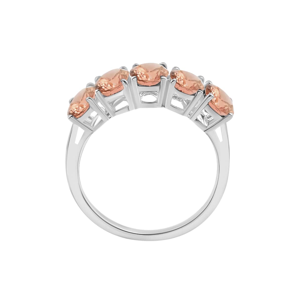 Iliana 18K White Gold AAA Pink Morganite 5 Stone Ring (Size 4.0) 5.50 Grams 4.50 ctw image number 3