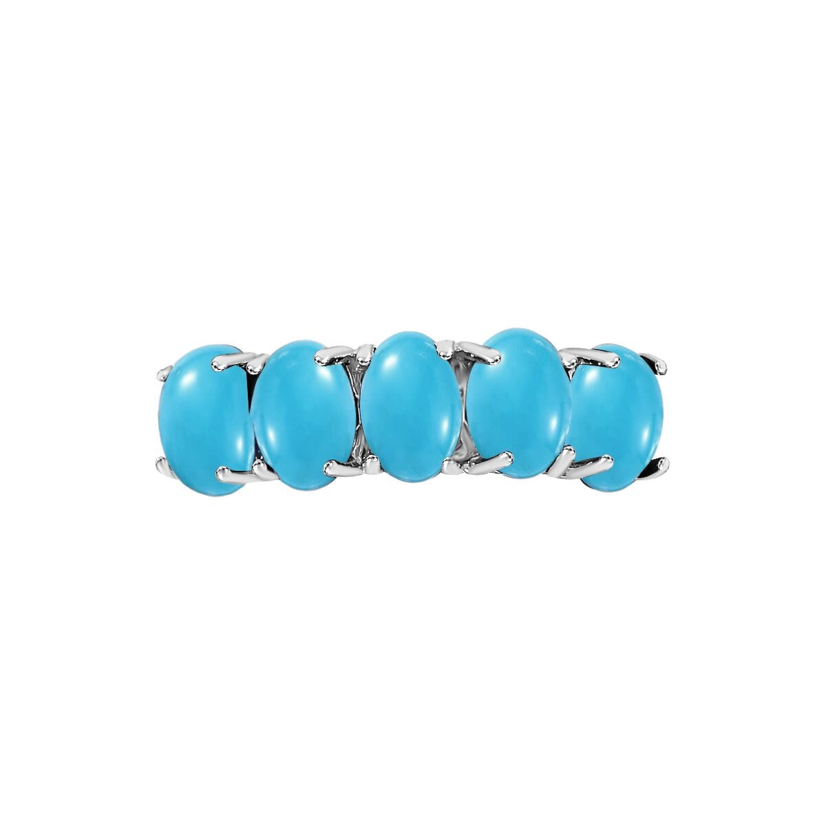 Premium Sleeping Beauty Turquoise 2.25 ctw 5 Stone Ring in Platinum Over Sterling Silver (Size 7.0)  image number 4