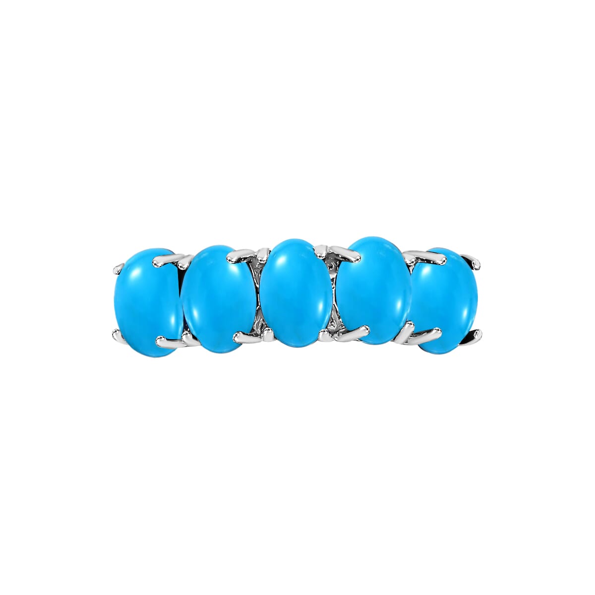 Luxoro 14K White Gold AAA Sleeping Beauty Turquoise 5 Stone Ring (Size 5.5) 4 Grams 2.75 ctw image number 3