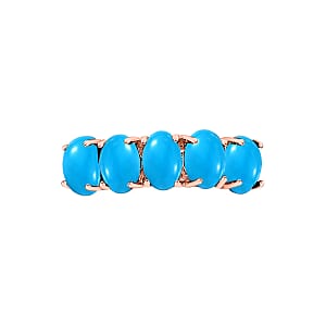 Luxoro AAA Sleeping Beauty Turquoise 2.75 ctw 5 Stone Ring in 14K Rose Gold (Size 8.0) 4 Grams
