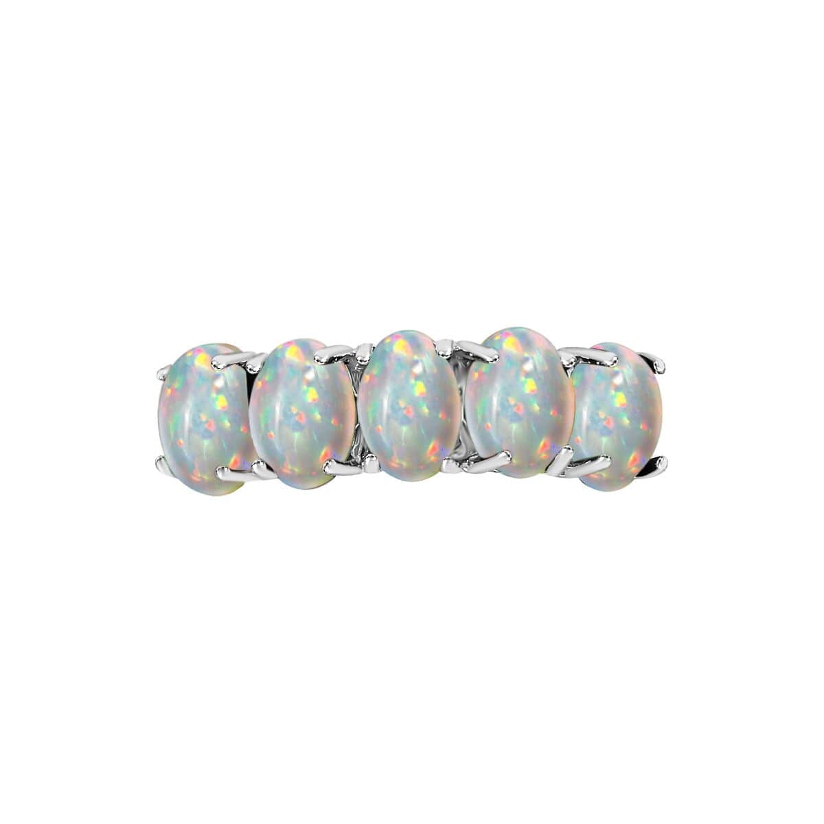 Premium Ethiopian Welo Opal 5 Stone Ring in Platinum Over Sterling Silver (Size 4) 1.50 ctw image number 3