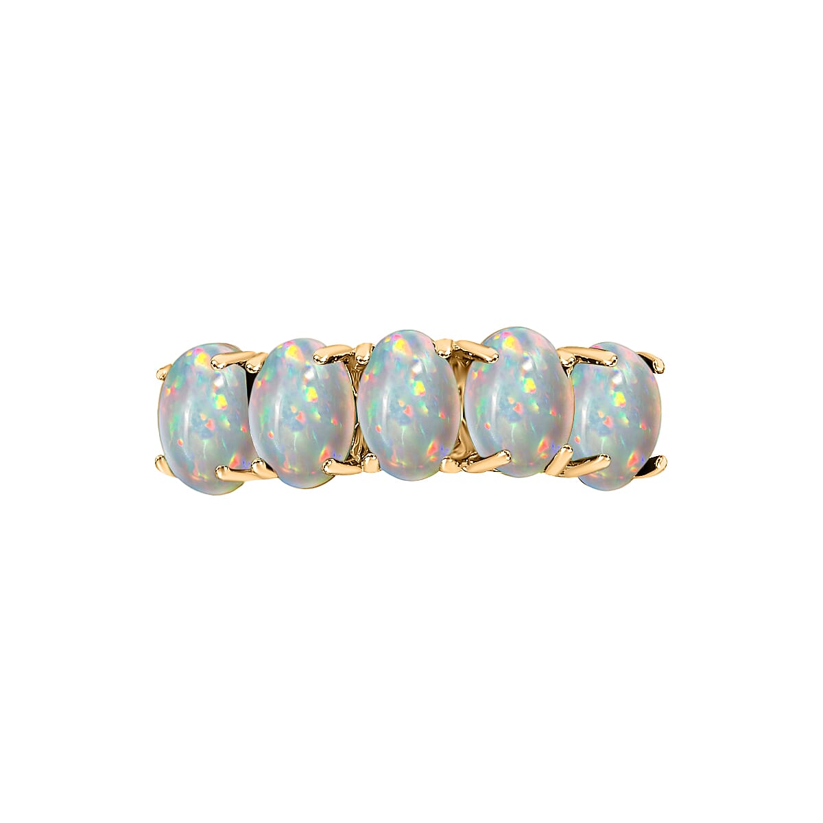 D'Joy Premium Ethiopian Welo Opal 5 Stone Ring in Vermeil Yellow Gold Over Sterling Silver (Size 5.5) 1.50 ctw image number 4