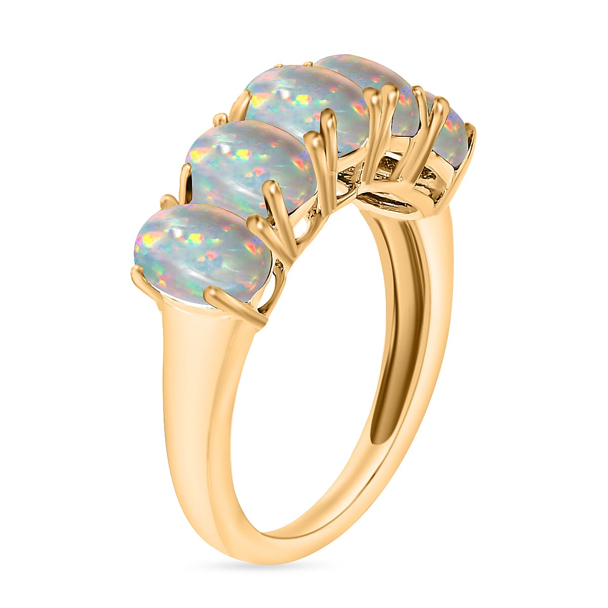 D'Joy Premium Ethiopian Welo Opal 5 Stone Ring in Vermeil Yellow Gold Over Sterling Silver (Size 9.0) 1.50 ctw (Del. in 10-12 Days) image number 3