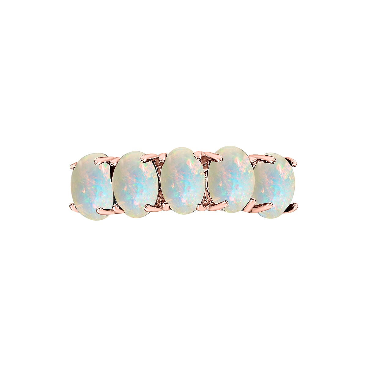 Premium Ethiopian Welo Opal 5 Stone Ring in Vermeil Rose Gold Over Sterling Silver (Size 11.0) 1.50 ctw (Del. in 10-12 Days) image number 3