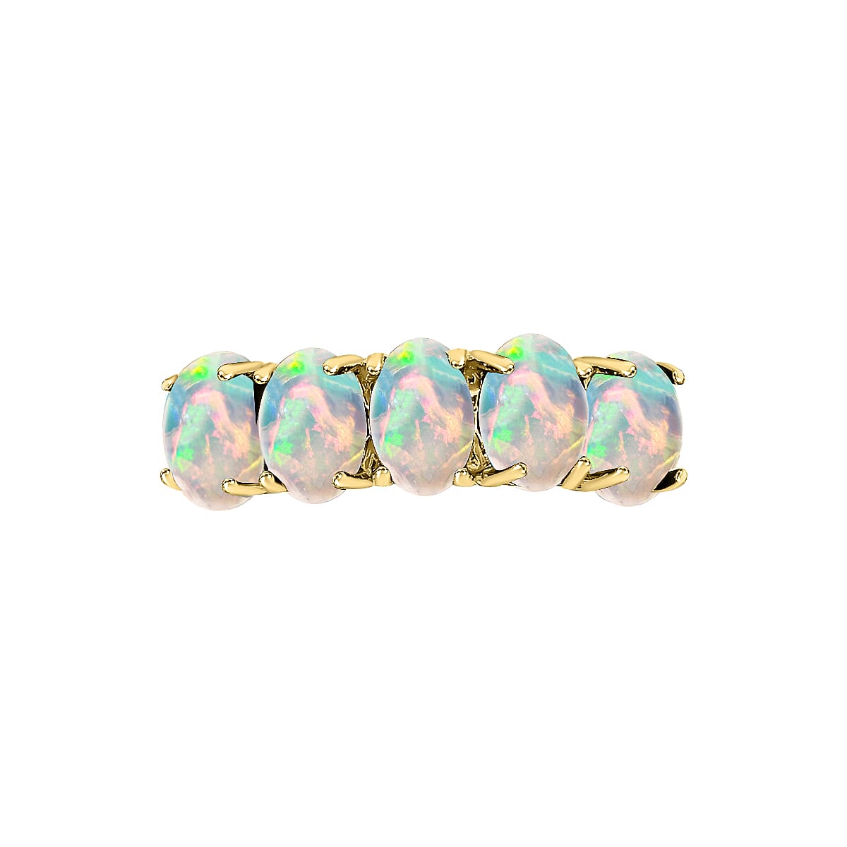 Luxoro 14K Yellow Gold AAA Ethiopian Welo Opal 5 Stone Ring (Size 9.0) 4 Grams 1.50 ctw (Del. in 10-12 Days) image number 3
